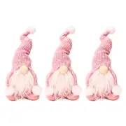 Holiday Gnomes - 3 Pieces Christmas Ornament Faceless Gnomes Decor (Pink) AU