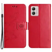 For Motorola Moto G73 5G Imprinted Butterfly Flower Wallet Cover Flip Stand Phone Case with Strap