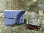 Crystal 3-d Laser Etched Zorro On Horse Paperweight