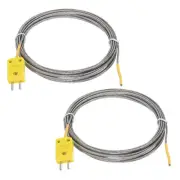 2pcs K Type Thermocouple Mini Connector Metal Shielded Wire 10ft -50 to 400°C