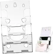KALLORY 1Pc Multi Tier Acrylic Display Stand Clear Desktop Literature Holder for Organizing Magazines Folders and Documents and Practical Slot Design for Office and Home Use