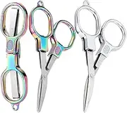 Folding Scissors 3 Pcs Portable Keychain Travel, Retractable Small Pocket Scissors, Stainless Steel Mini Compact Craft for Home, Office, Outdoor, Secure Keychain