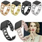 Folded Link Wrist Strap Rhinestone Bling Watch Band For Fitbit Versa 3 / Sense