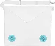 THE MASONIC COLLECTION Craft Fellow 2nd Degree Apron - White Colour with Blue Rosettes - Large Pocket & Adjustable Belt - Gift Accessory For Freemason Men