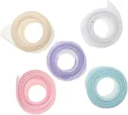 ULDIGI 5Rolls Holographic Ribbon Light Colored Spiral Design for Flower Packaging Present Wrapping DIY Crafts and Special Events Versatile Multi Function Ribbons