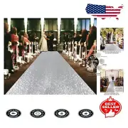 Elegant Silver Sequin Aisle Runner - 3FT Wide x 15FT Long for Indoor/Outdoor