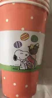Peanuts~”EASTER~Snoopy & Woodstock~16 oz.~To Go Cups/Lids & Sleeves~NEW~12 Ct.
