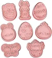 8pcs Cartoon Cookie Biscuit Fondant Embosser Stamp for Wedding Party Easter Dessert Bakewares Pastries Tool Easter Party Supplies