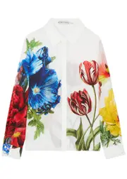 Alice + Olivia Will Floral-print Silk Shirt - White - L (UK14 / L) L (UK14 / L)
