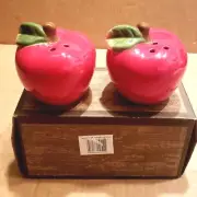 Mini Salt & Pepper Shakers Red Apples Glazed Ceramic Collectible