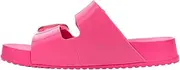 [Melissa] Cozy Jelly Slides for Women - Thick-Soled Slides with Adjustable Double Buckle Straps, Slip-on Vegan Jelly Shoes, Super Soft and Flexible Slides with Open Toe Design, Pink, 7