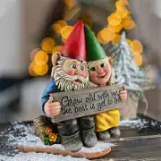 Dwarf Couple Garden Statue Ornament Grow Old with Me Gnome Home Outdoor Decor AU
