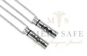 GENUINE MEDI SAFE SOS NECKLACE/PENDANT MEDICAL ALERT TALISMAN LADIES/MENS SILVER