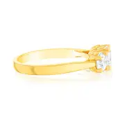 14ct Yellow Gold 1.5 Carat Diamond Trilogy Ring with 3 Round Brilliant Cut Diamonds, Q