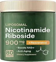 NAD + Supplement - Liposomal Nicotinamide Riboside Capsules 900mg with Resveratrol & Quercetin, Anti-Aging, Focus, Energy - 80 Capsules (1 Bottle)