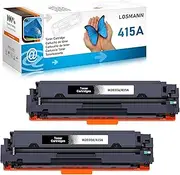LOSMANN 415A Toner Compatible with HP 415A 415X W2030A W2030X Toner Cartridge Replacement for Color Laserjet Pro MFP M479fdw M479fnw M479fdn M479dw M454dn M454dw M479 M454 (Pack of 2, Black)