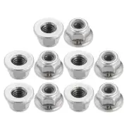 M5x0.8mm Hex Flange Nylon Insert Lock Nuts, Stainless Steel 304, 10 Pcs