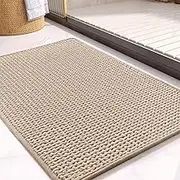 YUTA Chenille Bathroom Mat Rubber Backing Bathroom Rugs Non Slip-Super Absorbent Bath Mats for Bathroom Floor, Shower, Sink, Vanity, 40x60cm Beige