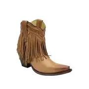 CORRAL Women's Fringe and Whip Stitch Short Boot Snip Toe - G1207