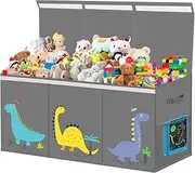 VERONLY Extra Large Toy Box Storage for Boys Girls - Collapsible Toy Chest Organizer for Kids,Toy Bin Container with Lid and Handles for Clothes, Nursery, Playroom, Bedroom,Stuffed Animals,Quilt(Grey)