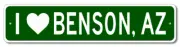 I Love Benson, Arizona Metal Wall Decor City Limit Sign - Aluminum