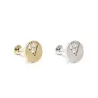 14K REAL Solid Gold Trio Diamond Circle Stud Helix Tragus Cartilage Earring 16G