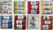 Caron Simply Soft 3 Skeins Beige Green Lime Off White Red Orange Yellow Yarn NEW