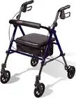 Carex Step 'N Rest Aluminum Rollator Walker with Seat - Rolling Walker for Senio