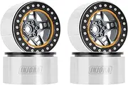 INJORA 2.2 Beadlock Wheel Rim 5-Spokes -10mm Offset Wheel for TRX4 TRX6 SCX10 RR10 Wraith 1/10 RC Crawler Car（Black&Grey）