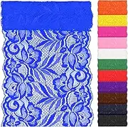 Swpeet 5 Yard by 6" Wide Royal Blue Lace Fabric Stretch Elastic, Trim Lace Ribbon, Elastic Sewing Trim Ribbon for Garment, Headbands, Wedding Bouquet Making DIY Crafts
