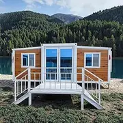 20ft Expandable Tiny Home Backyard Guest House Modern Prefab Modular Tiny Home for Adults, Container Cabin for Backyard or Remote Living