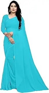 [Sidhidata] Textile Women's Plain Solid Pure Georgette saree With Unstitched Blouse Piece (plain firozi 719__Sky Blue_Free Size), firozi, Free Size