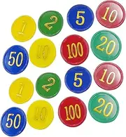 Vaguelly 320pcs Counting Markers Learning Math Counting Chips Poker Chip Playing Math Poker Black Numbered Red Colored Learning Bingo Markers Game Game Props Party Supplies Abs
