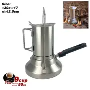 2 In 1 Camping Stainless Steel 9Cup Pot Moka Coffee Maker.