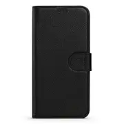 For iPhone 14 Pro Max Case Fashion Cowhide Genuine Leather Wallet Cover Black