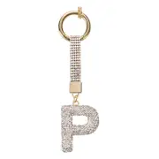 Alphabet P Letter Bag Charm Rhinestone for Jewelry Making, White