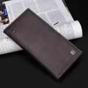 Long Slim Wallet for Men RFID Leather Checkbook Wallet Thin Bifold Card Holder