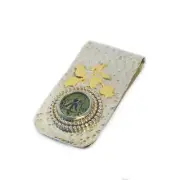 Maccabees Ancient Coin Silver Money Clip with 14K Gold Pomegranate Hanukkah Gift