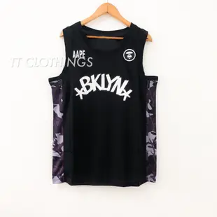 [銷售穆拉] Aape Bape 特別布魯克林籃網隊黑色主場 NBA 籃球球衣背心 Baju 衣服