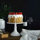 Elegant White Metal Cake Stand Anti Slip Round Display for Weddings Parties