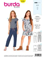 BURDA SEWING PATTERN 9345 GIRLS 6-13 EASY KNIT JUMPSUITS W/ DRAWSTRING WAIST
