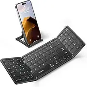 Samsers Foldable Bluetooth Keyboard with Numeric Keypad, Full-Size Wireless Folding Key Board with PU Leather, Portable Travel for iOS Android Windows Mac OS, Support 3 Device(BT5.1 x 3)-Black