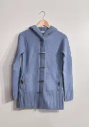 SMARTWOOL Hot Springs Full Zip Toggle Button Wool Hoodie Sweater Blue Small S