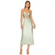 NWT Revolve Shona Joy Felicity Lace Up Midi Dress Thyme Green Size 10