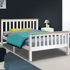 Heavy-duty Double Wooden Bed Frame Pine Timber Mattress Base Plywood slats Kids