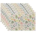 Cute Wildflower Placemats Set of 6,Herb Butterfly Floral Linen Washable Kitch...