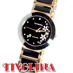 日本TIVOLINA黑色陶瓷女錶手錶【 長億鐘錶 】玫瑰金錶帶 藍寶石玻璃 有日期 公司貨 一年保固 實體店面售服