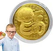 Chinese New Year Commemorative Coin | Gold Foil Snake Pattern Chinese Souvenir Coin - Lucky Chinese Snake Coin for New Year, Birthdays