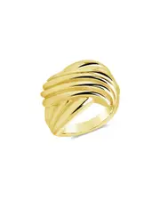 Sterling Forever 14K Plated Pli Textured Statement Ring