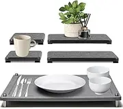 5 PCS Dish Mat Drying Kitchen Mat,15.7''×11.8‘’ Drying Matt Kitchen Counter,Grey Stone Drying Tray,Fast Drying Kitchen Drying Mat,Stone Dish Drying Mat,Water Absorbing Stone Tray for Sink